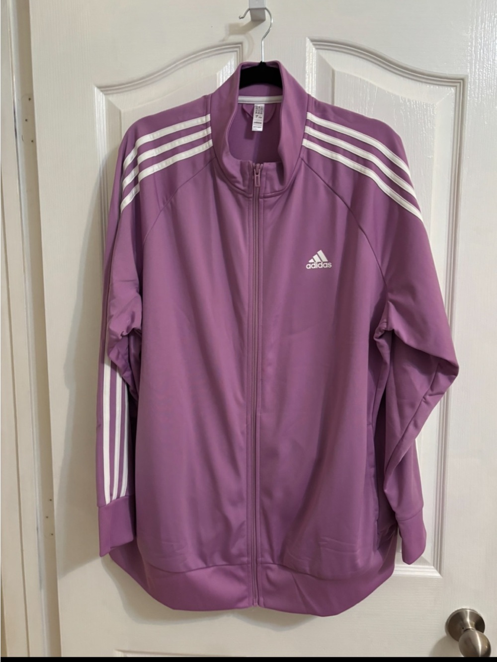 adidas Women's Lavender Track Jacket with White Stripes